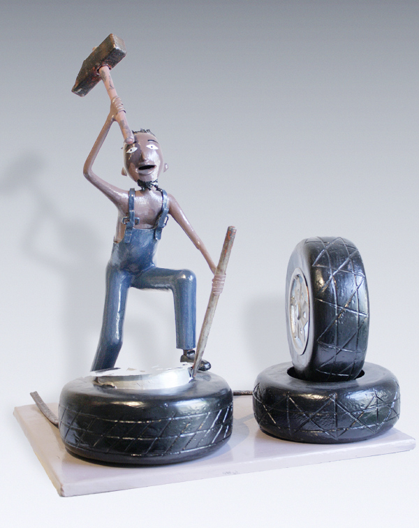 A. Ahadsi Tyre Metal Sculpture Reifenmonteur Togo B