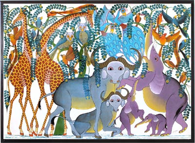 Saidi Omary painting of African Wildlife